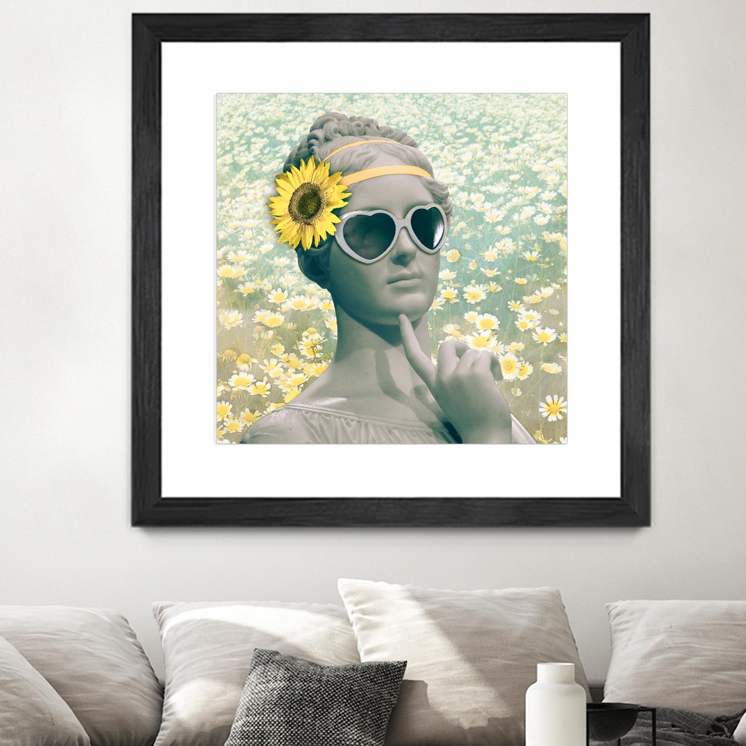 Hipster Statue with Sunflowers by THE Studio on GIANT ART - white contemporary
