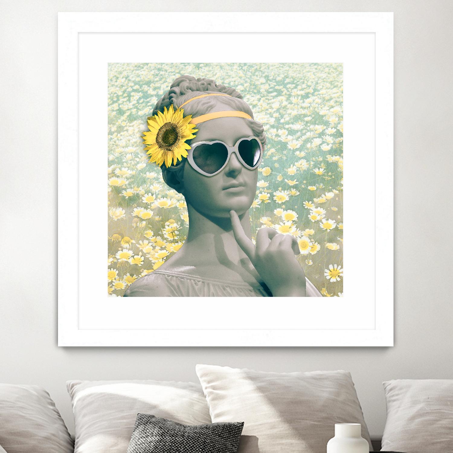 Hipster Statue with Sunflowers by THE Studio on GIANT ART - white contemporary
