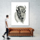 Bison Bust by Brenna Harvey on GIANT ART - blue vintage