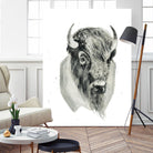 Bison Bust by Brenna Harvey on GIANT ART - blue vintage