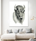 Bison Bust by Brenna Harvey on GIANT ART - blue vintage