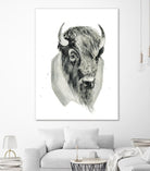 Bison Bust by Brenna Harvey on GIANT ART - blue vintage