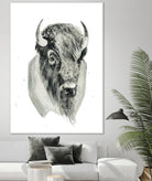 Bison Bust by Brenna Harvey on GIANT ART - blue vintage