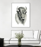 Bison Bust by Brenna Harvey on GIANT ART - blue vintage