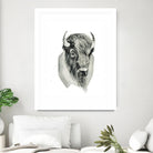 Bison Bust by Brenna Harvey on GIANT ART - white vintage bison