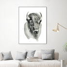 Bison Bust by Brenna Harvey on GIANT ART - blue vintage