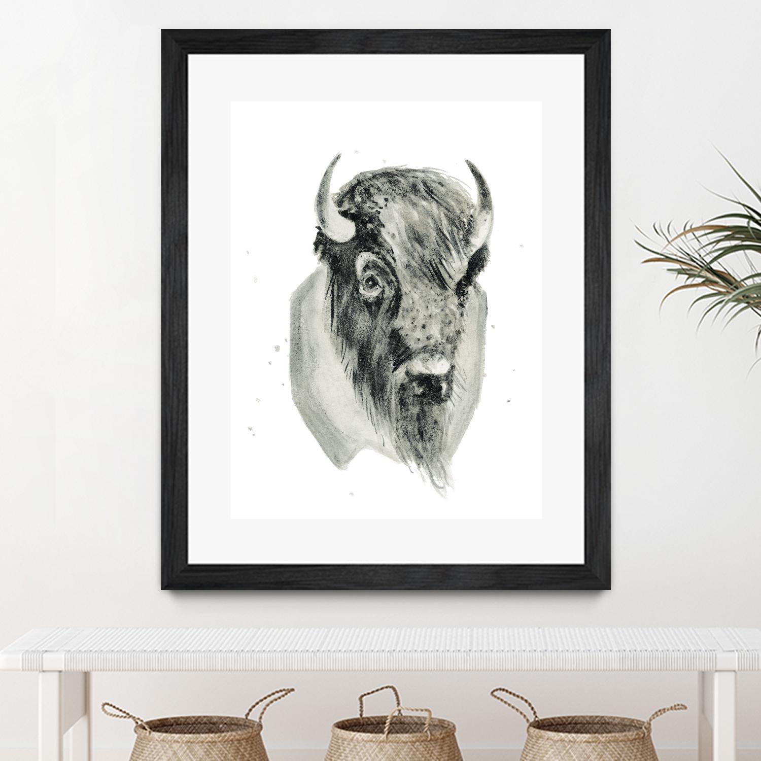 Bison Bust by Brenna Harvey on GIANT ART - white vintage bison