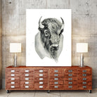 Bison Bust by Brenna Harvey on GIANT ART - white vintage bison