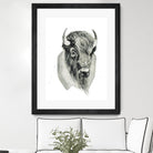 Bison Bust by Brenna Harvey on GIANT ART - white vintage bison