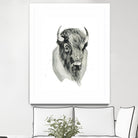 Bison Bust by Brenna Harvey on GIANT ART - white vintage bison