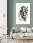 Bison Bust by Brenna Harvey on GIANT ART - white vintage bison