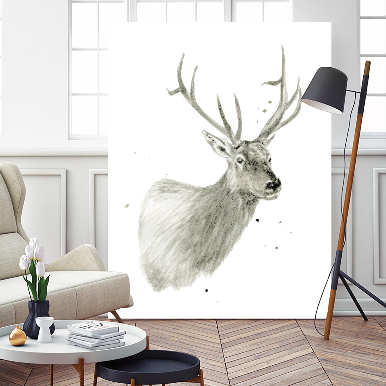 Buck Bust by Brenna Harvey on GIANT ART - grey vintage