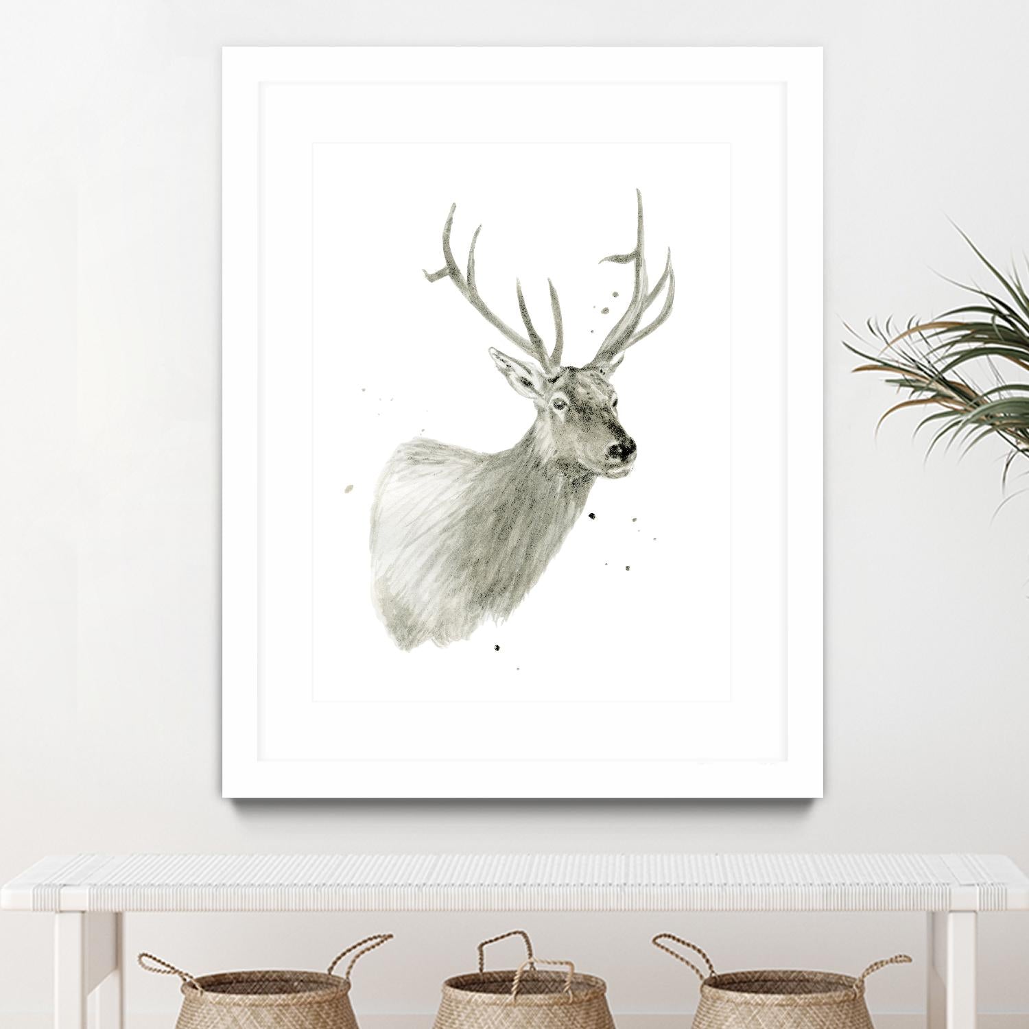 Buck Bust by Brenna Harvey on GIANT ART - white vintage deer