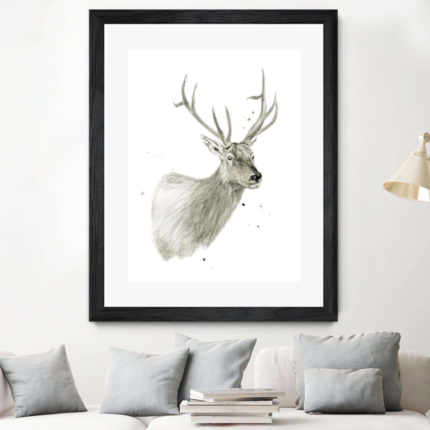 Buck Bust by Brenna Harvey on GIANT ART - white vintage deer