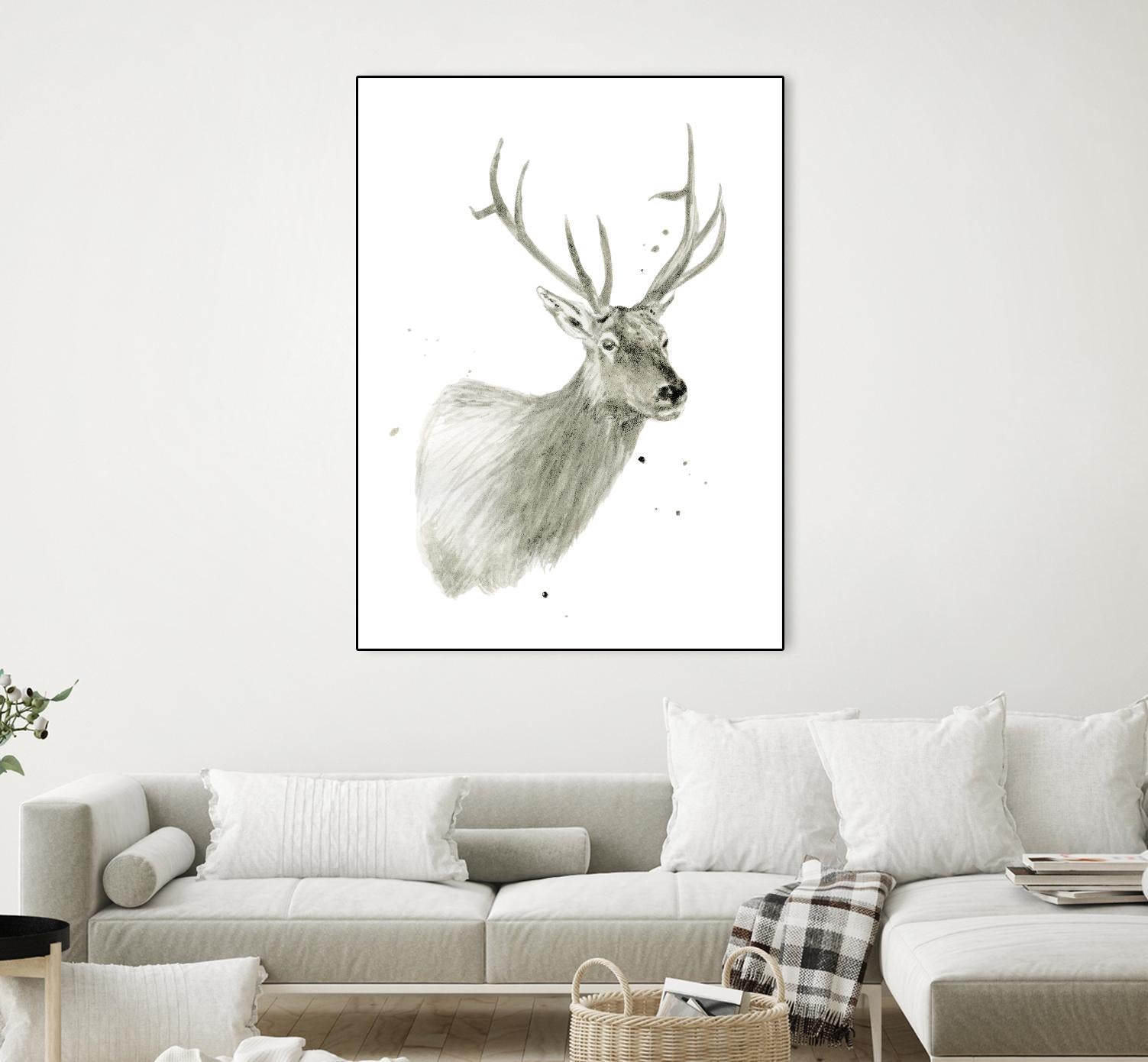 Buck Bust by Brenna Harvey on GIANT ART - grey vintage