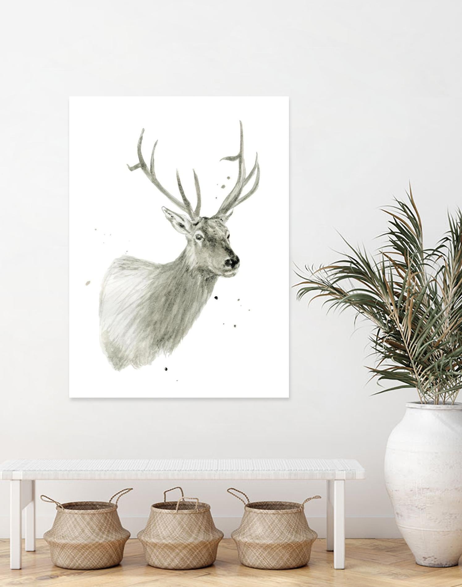 Buck Bust by Brenna Harvey on GIANT ART - white vintage deer