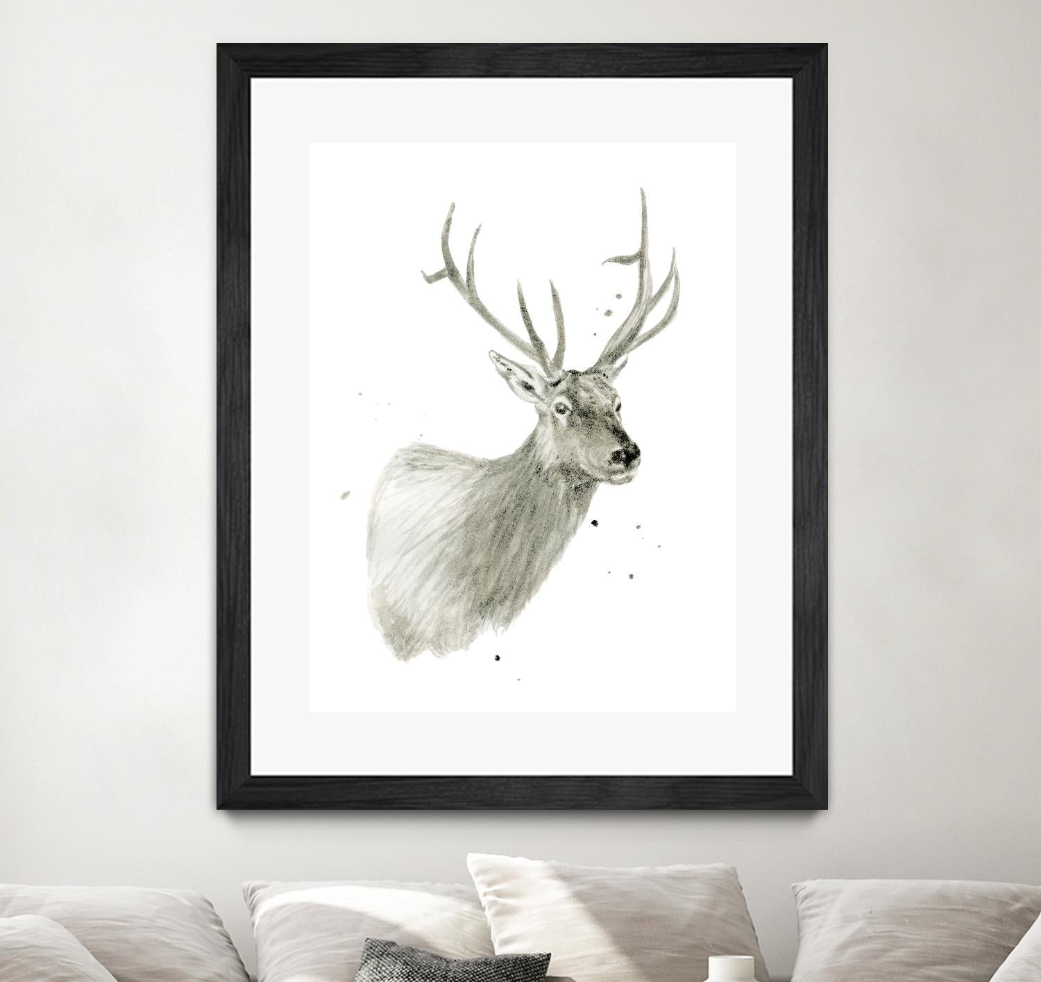 Buck Bust by Brenna Harvey on GIANT ART - white vintage deer