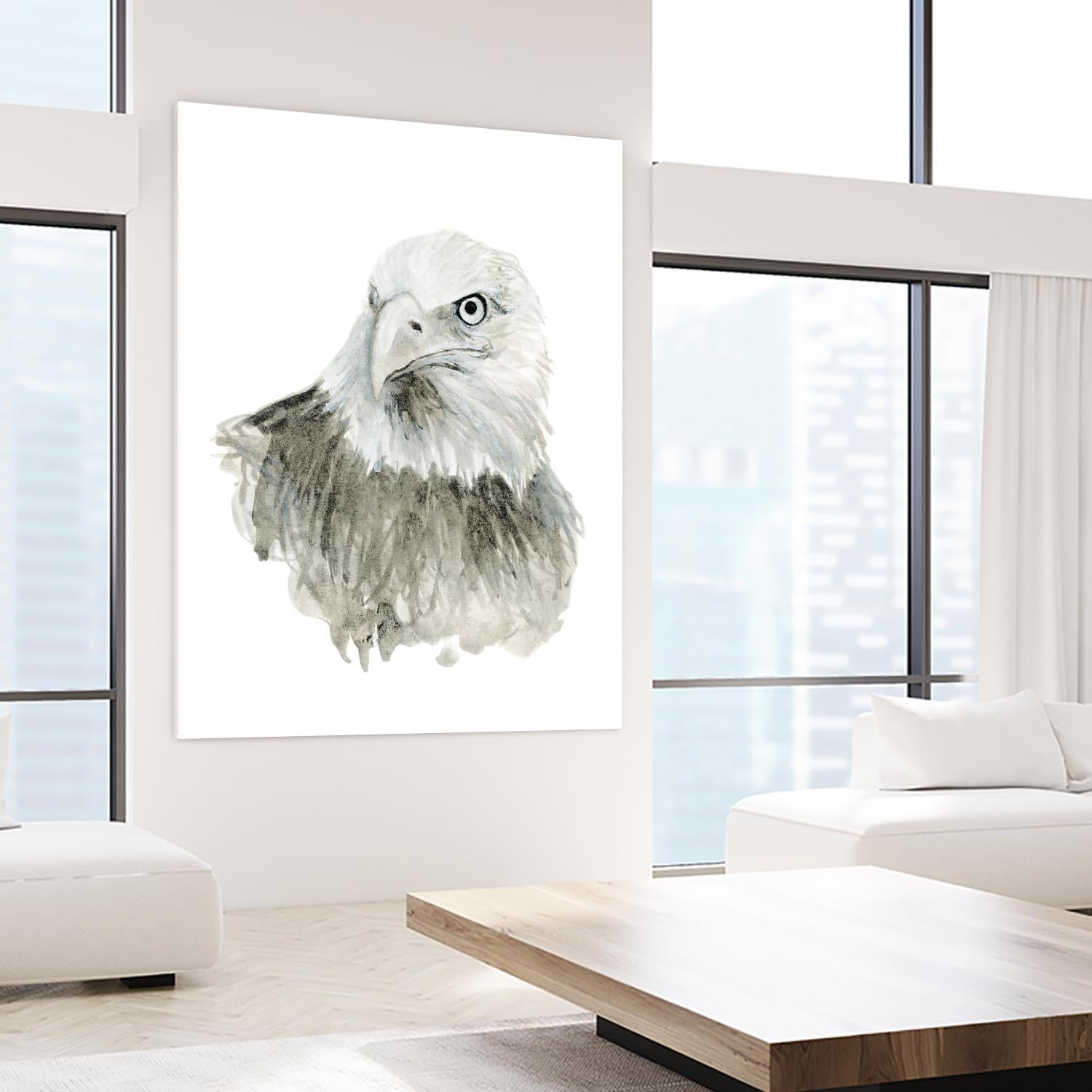 Eagle Bust by Brenna Harvey on GIANT ART - blue vintage