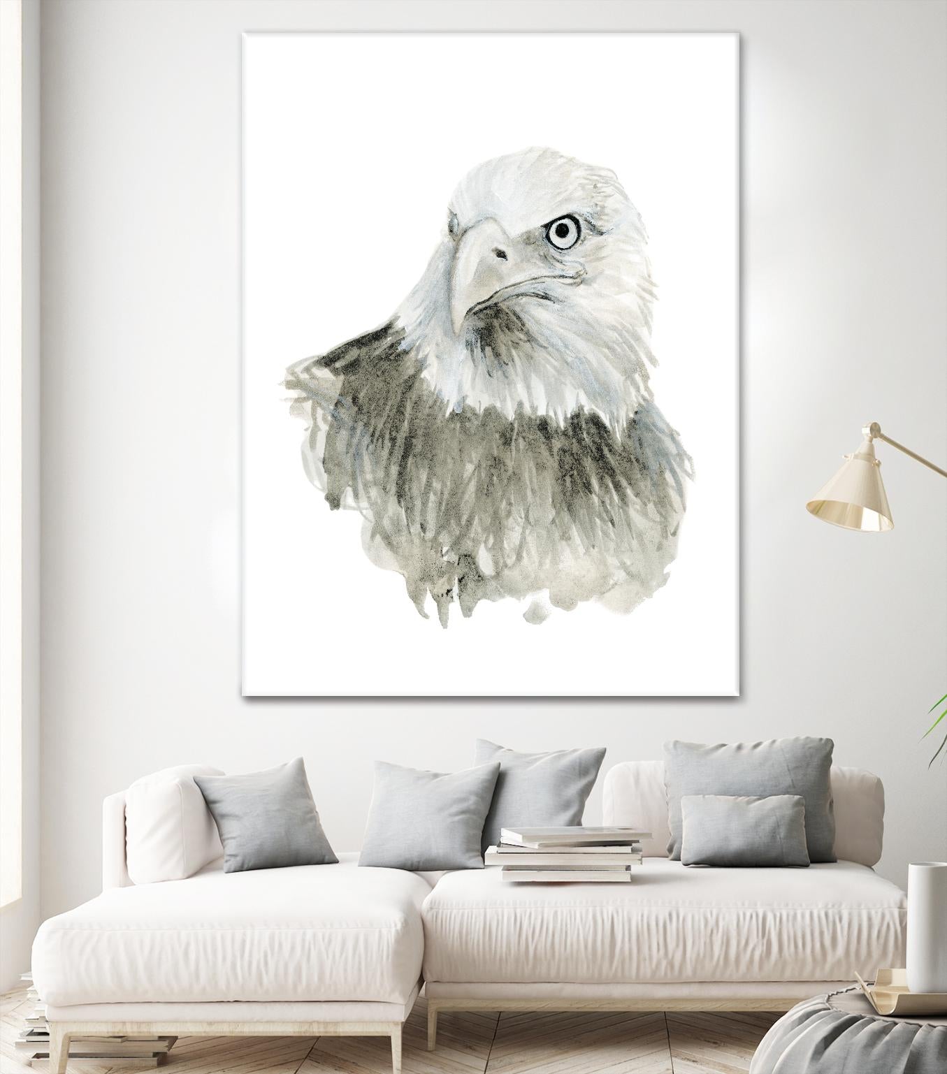 Eagle Bust by Brenna Harvey on GIANT ART - blue vintage