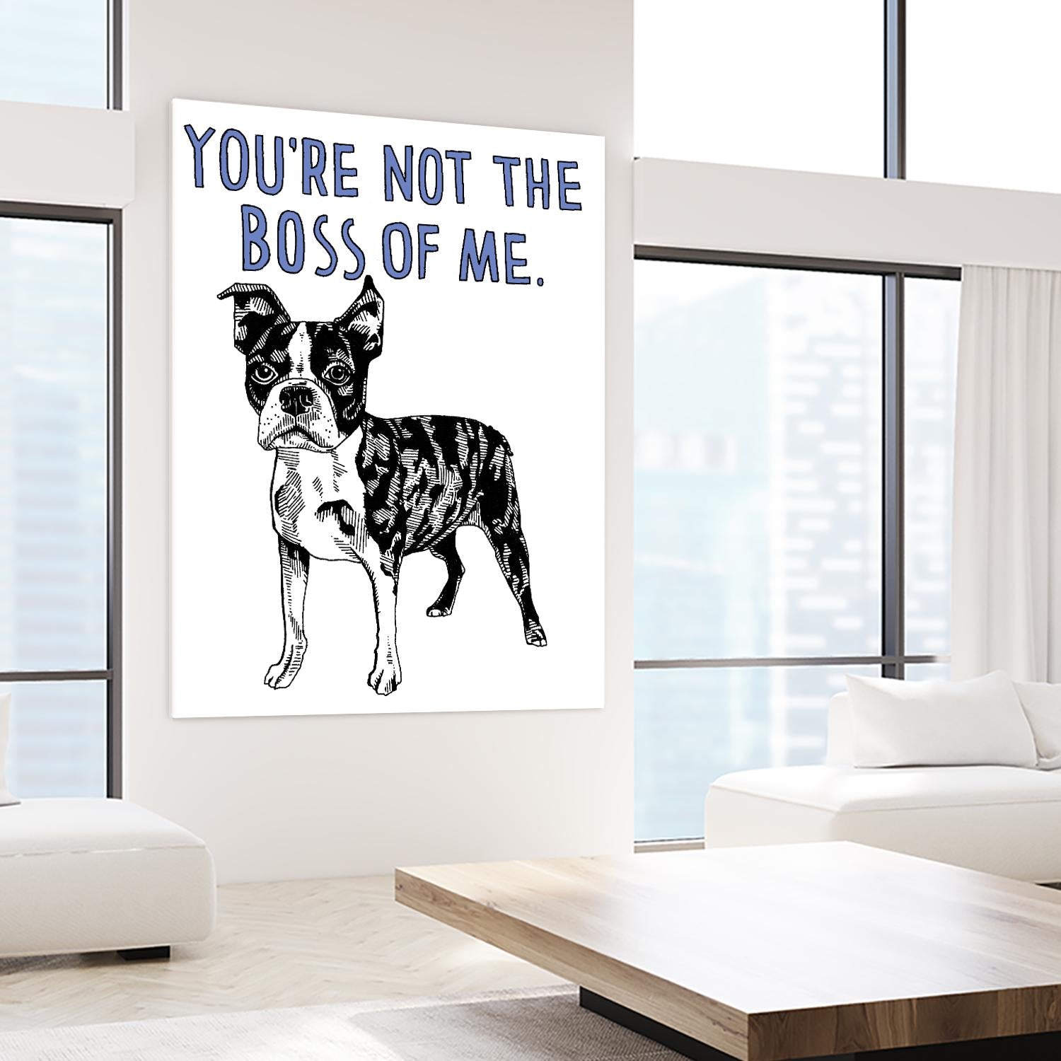 Boston Terrier by Natasha Marie on GIANT ART - blue contemporary