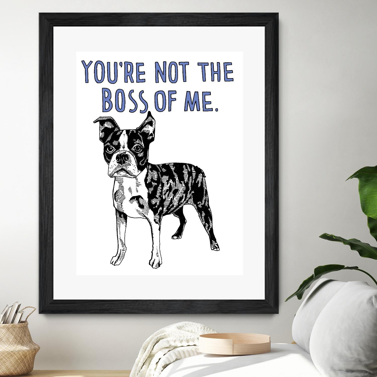 Boston Terrier by Natasha Marie on GIANT ART - blue black & white dog