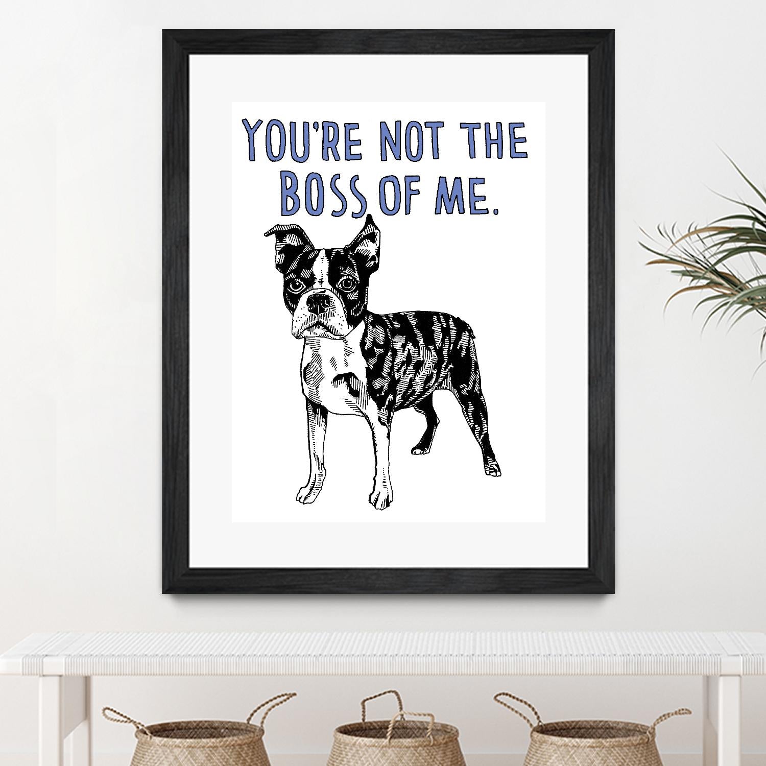 Boston Terrier by Natasha Marie on GIANT ART - blue black & white dog