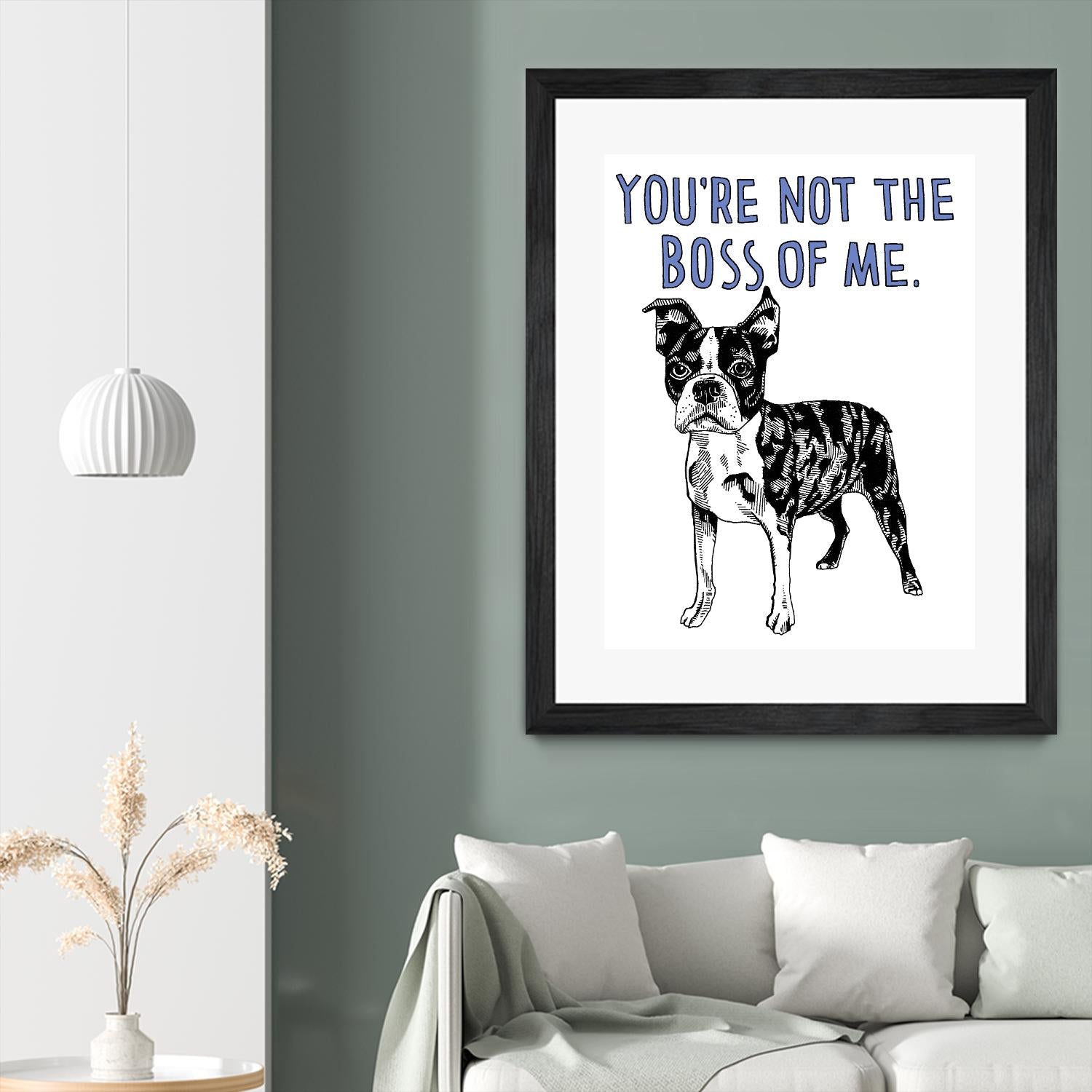 Boston Terrier by Natasha Marie on GIANT ART - blue black & white dog