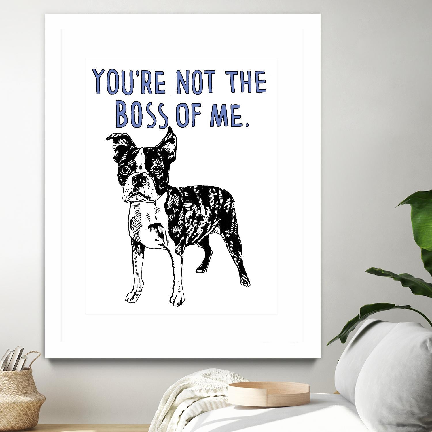 Boston Terrier by Natasha Marie on GIANT ART - blue black & white dog