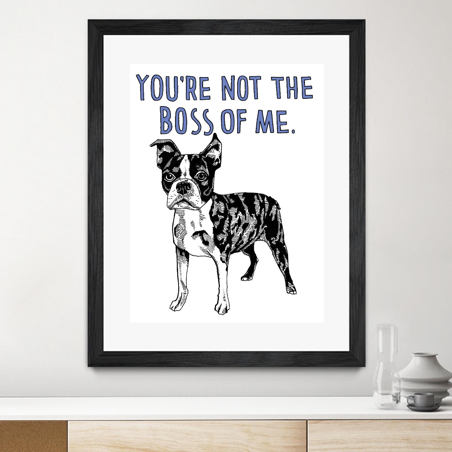 Boston Terrier by Natasha Marie on GIANT ART - blue black & white dog