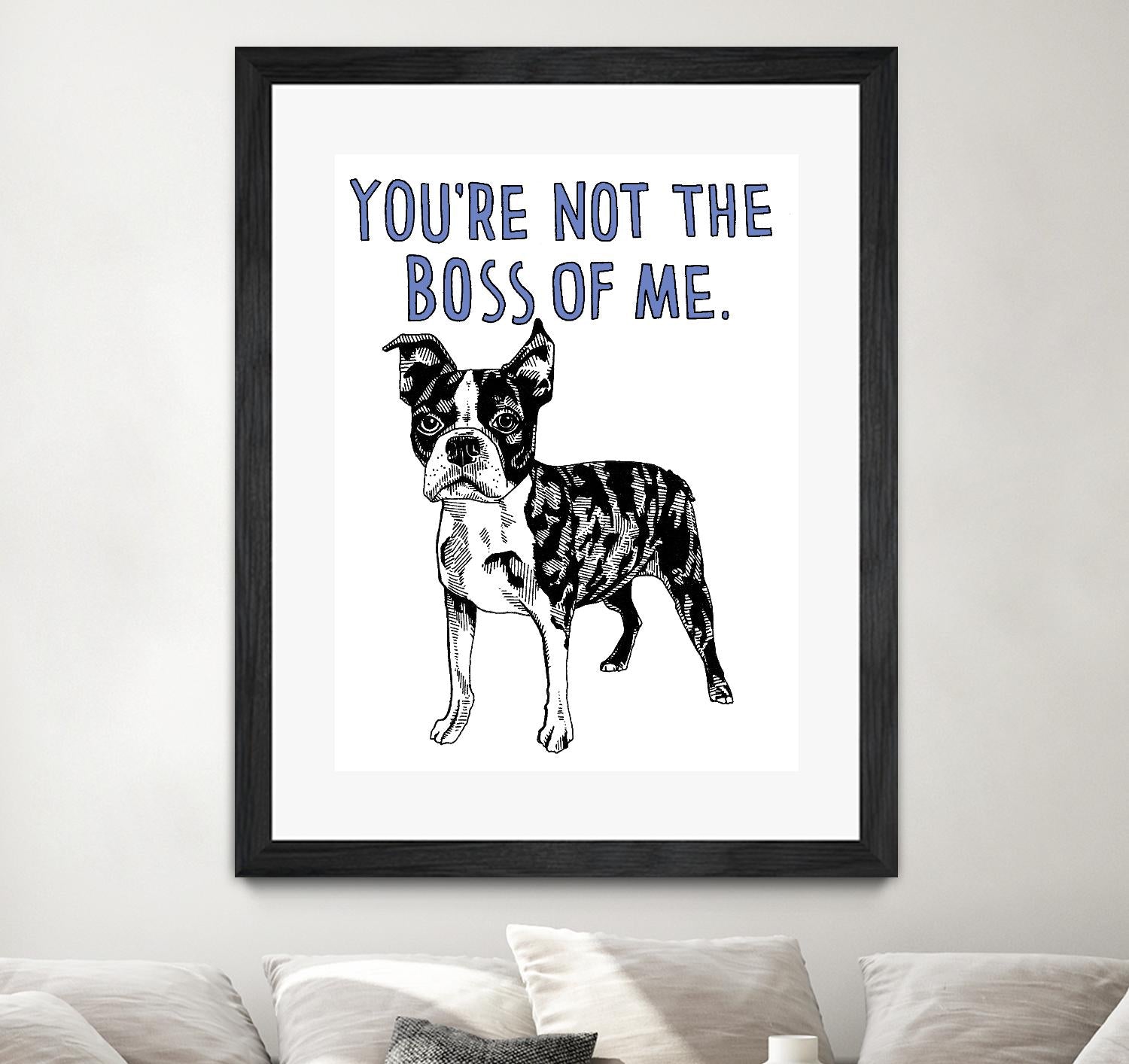 Boston Terrier by Natasha Marie on GIANT ART - blue black & white dog