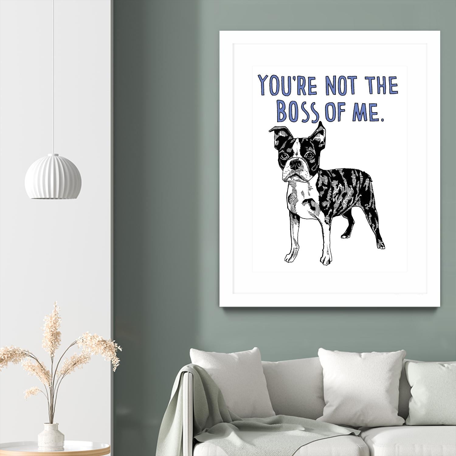Boston Terrier by Natasha Marie on GIANT ART - blue black & white dog