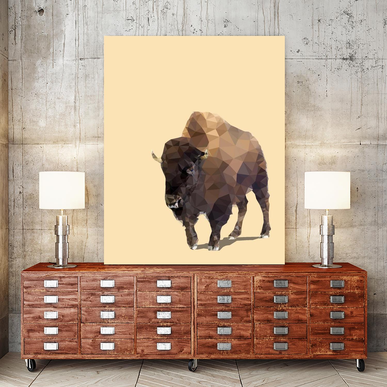 Fractal Bison by THE Studio on GIANT ART - black animal bison