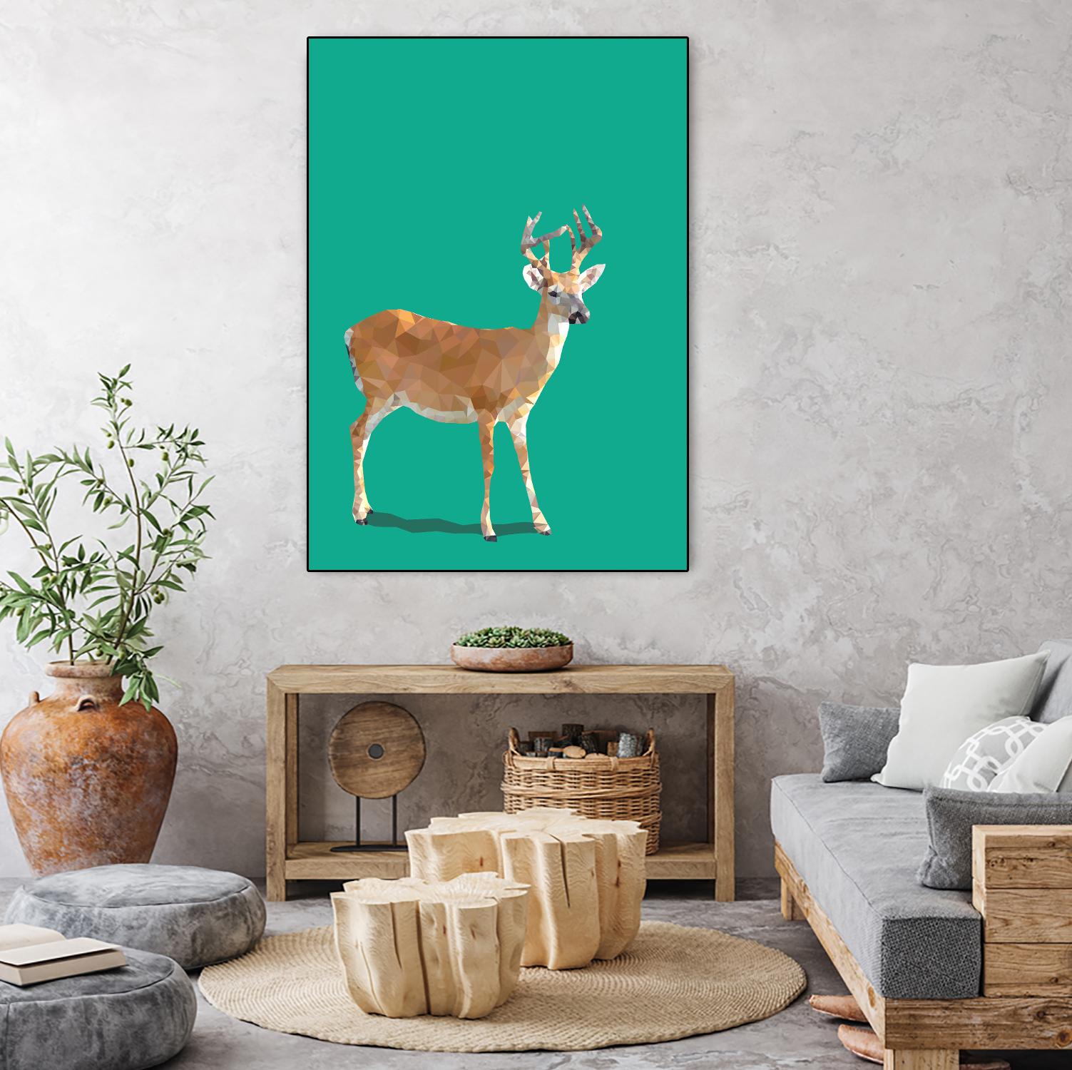 Fractal Deer by THE Studio on GIANT ART - green contemporary