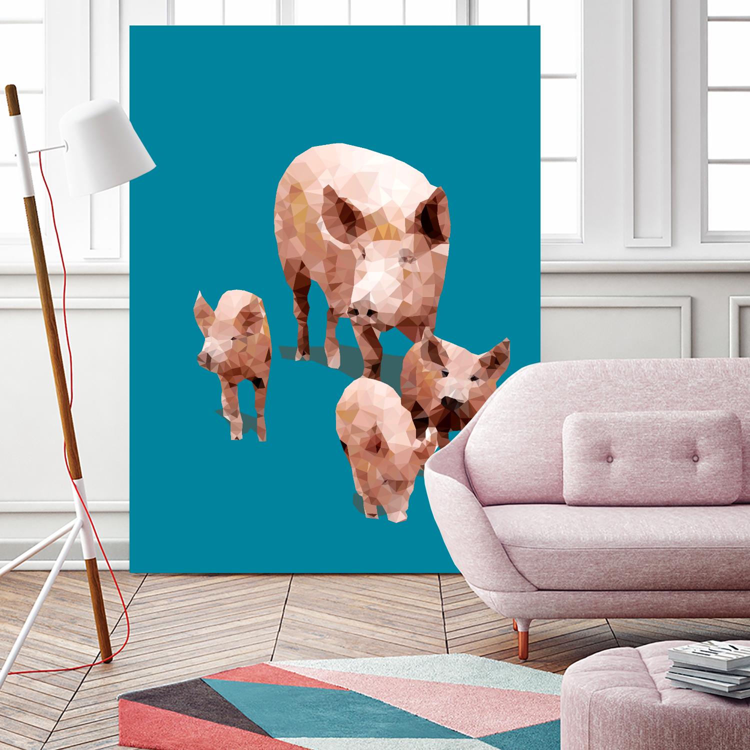 Fractal Pigs by THE Studio on GIANT ART - beige contemporary