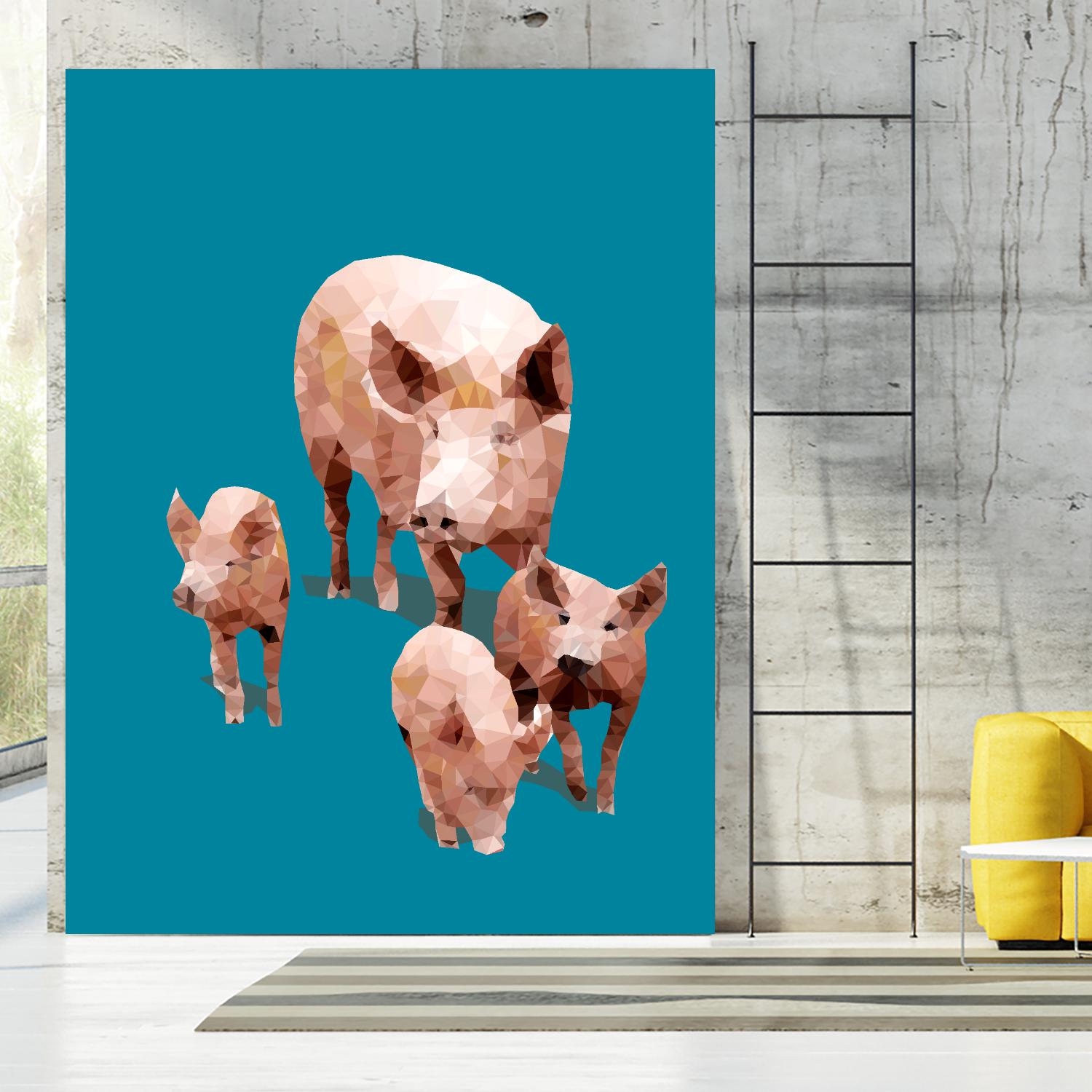 Fractal Pigs by THE Studio on GIANT ART - beige contemporary