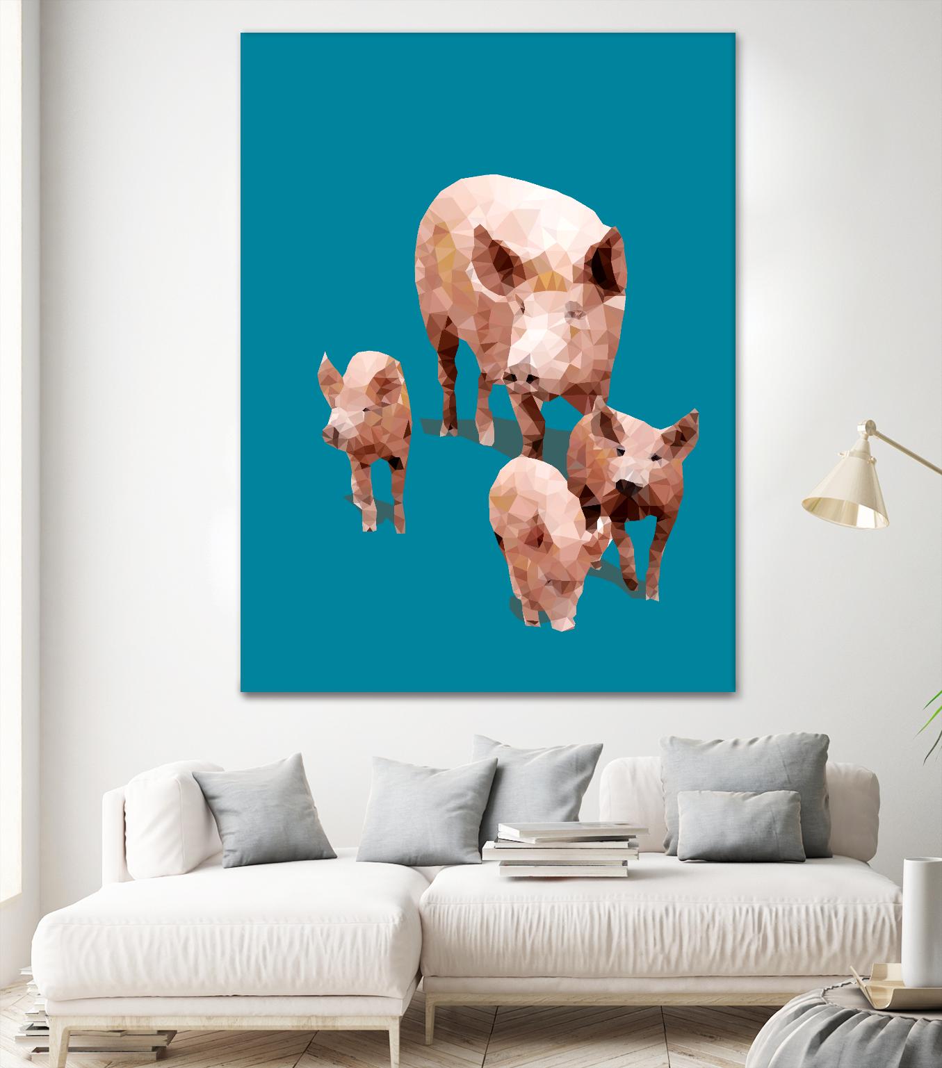Fractal Pigs by THE Studio on GIANT ART - beige contemporary