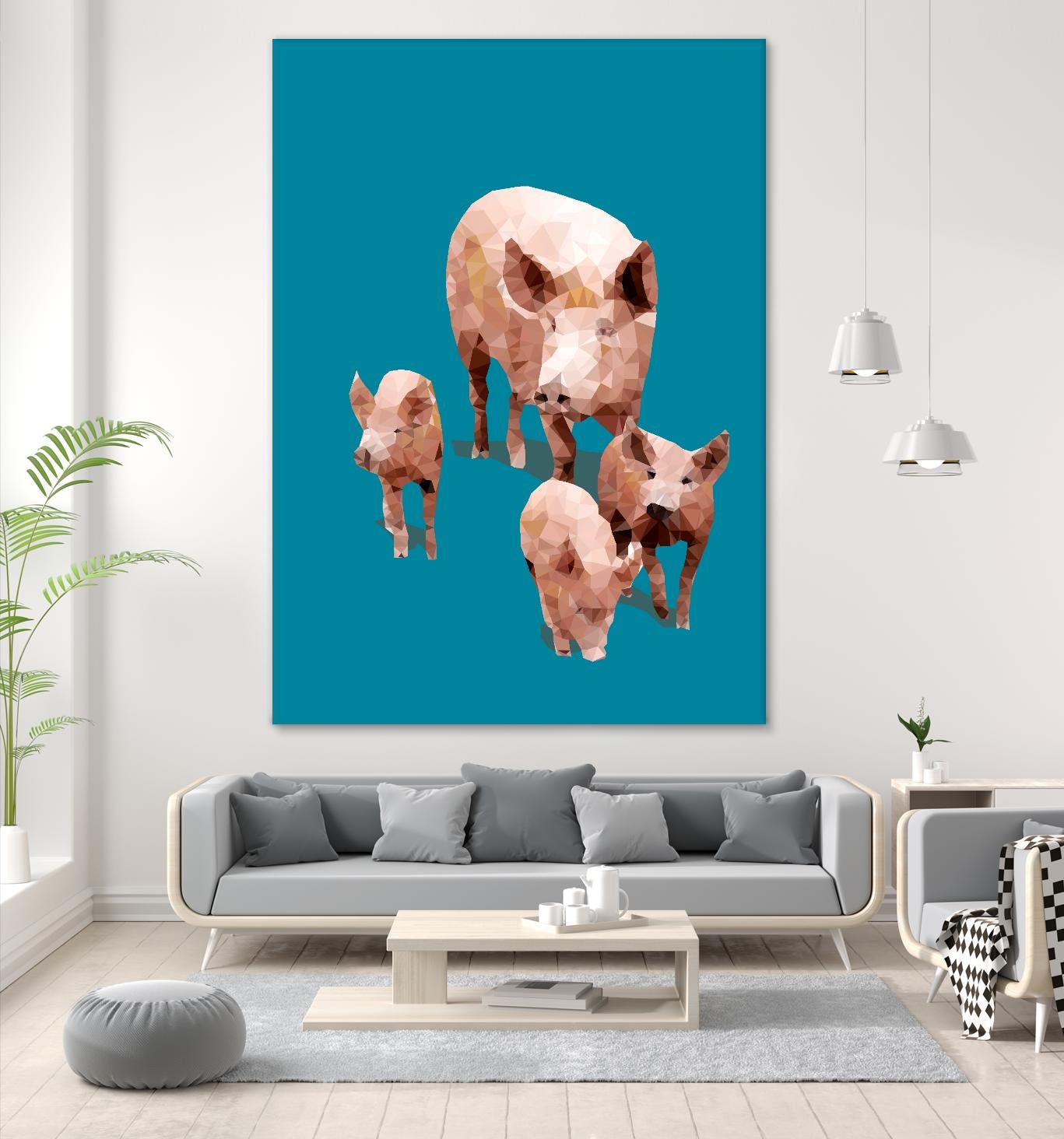Fractal Pigs by THE Studio on GIANT ART - beige contemporary
