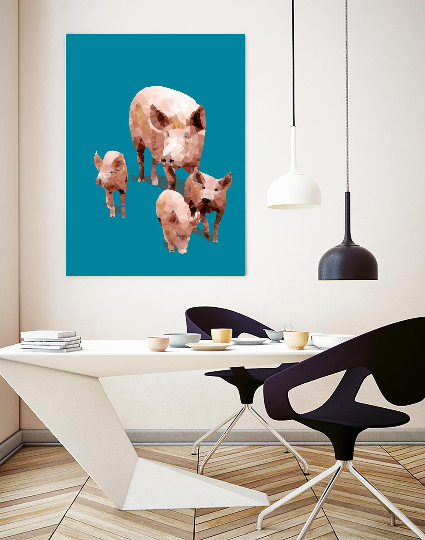 Fractal Pigs by THE Studio on GIANT ART - pink animal ping