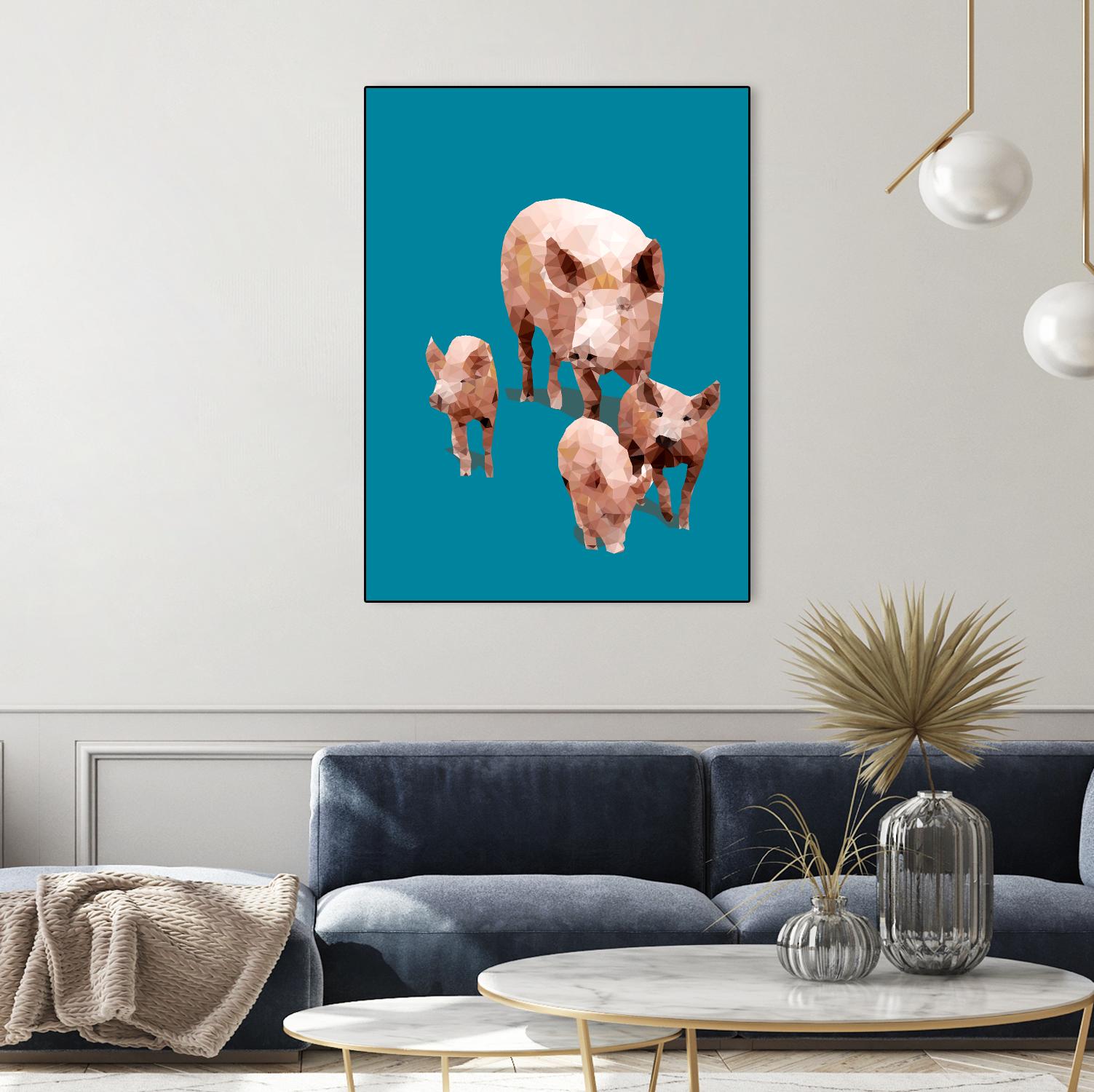 Fractal Pigs by THE Studio on GIANT ART - beige contemporary