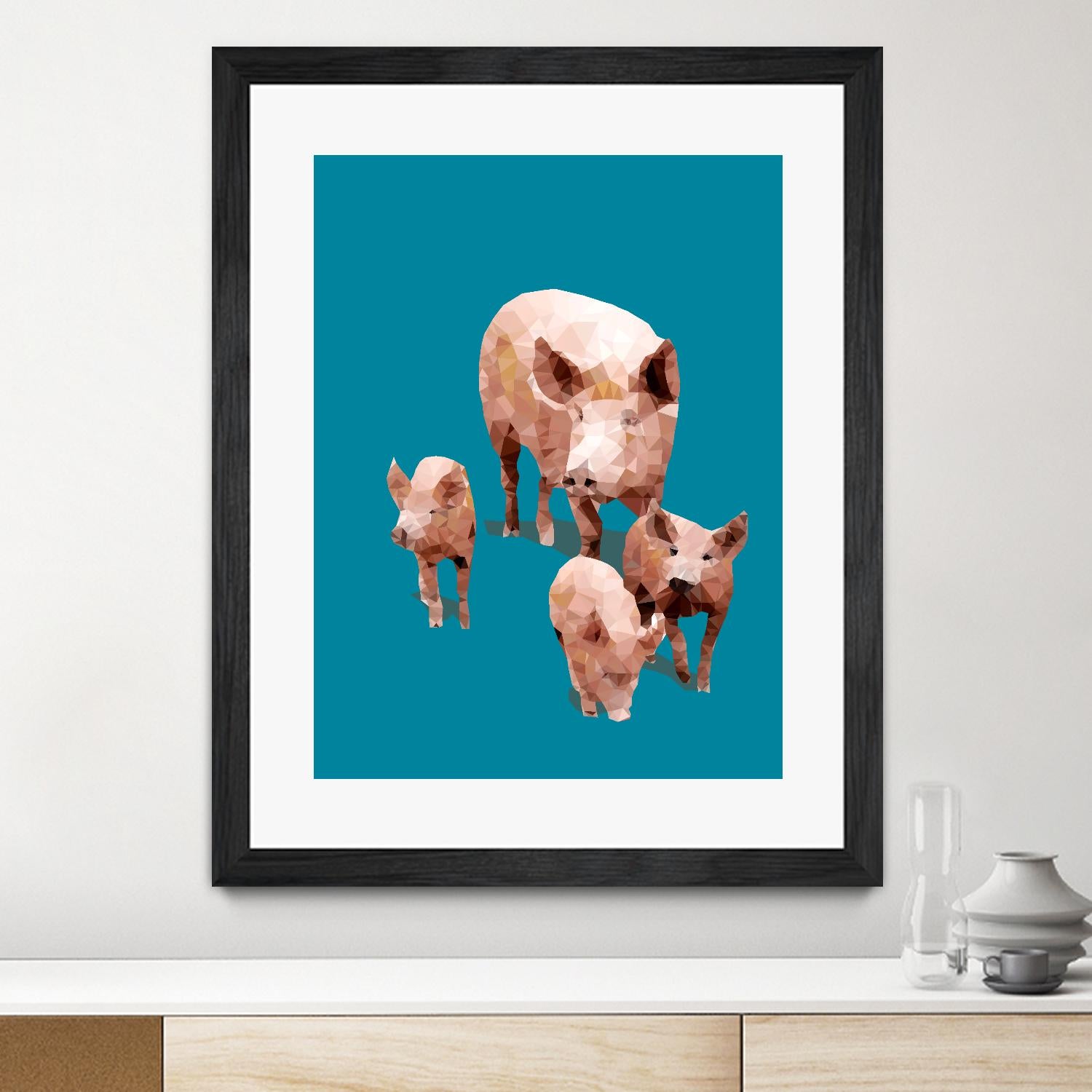 Fractal Pigs by THE Studio on GIANT ART - pink animal ping