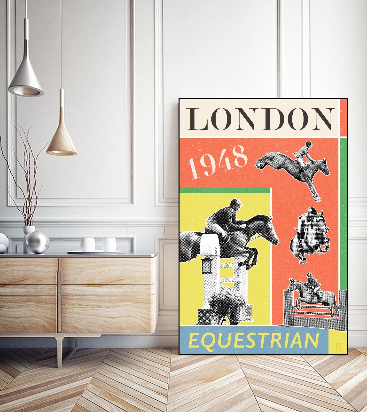London Equestrian 1948 by THE Studio on GIANT ART - red vintage