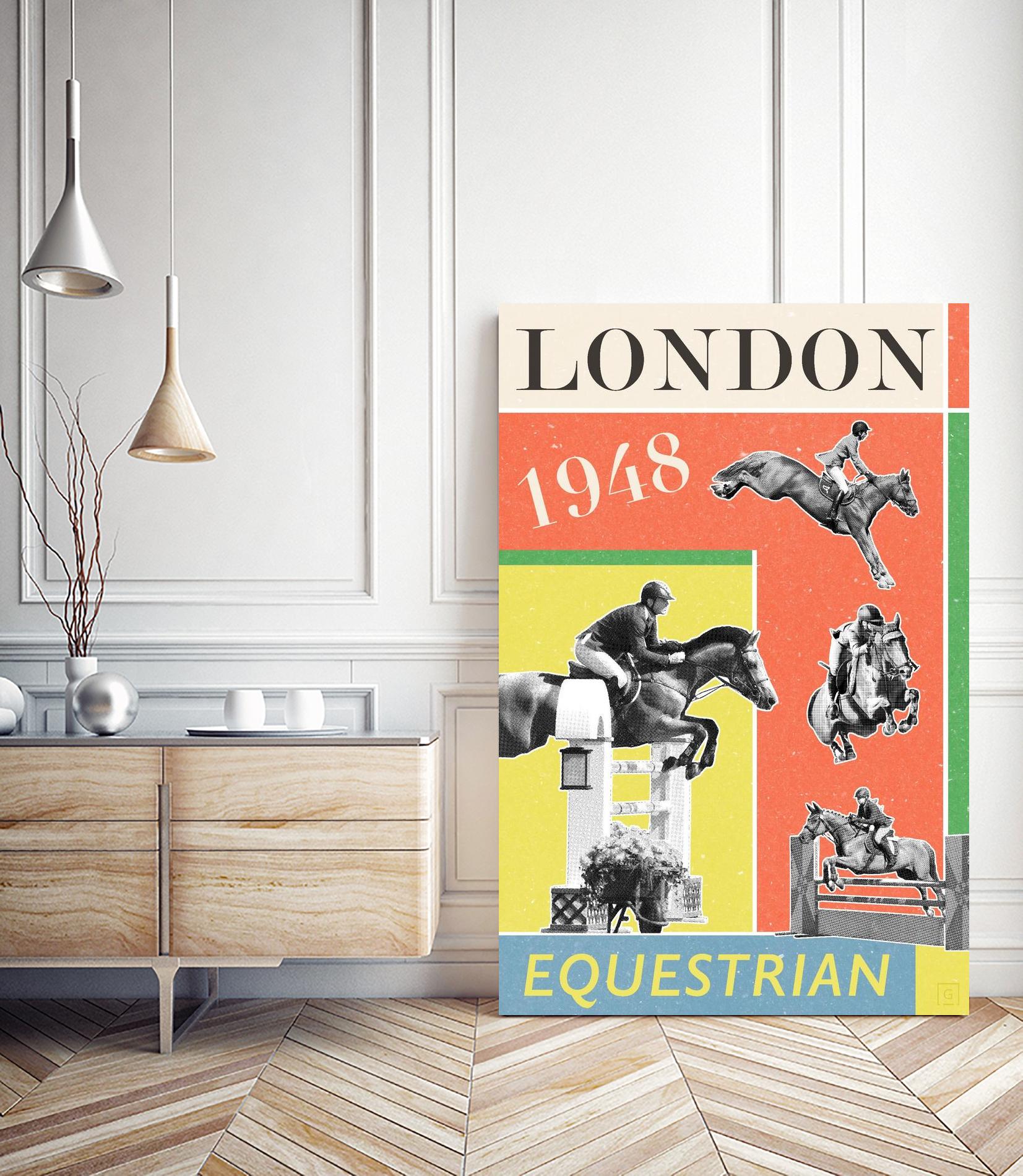 London Equestrian 1948 by THE Studio on GIANT ART - red vintage