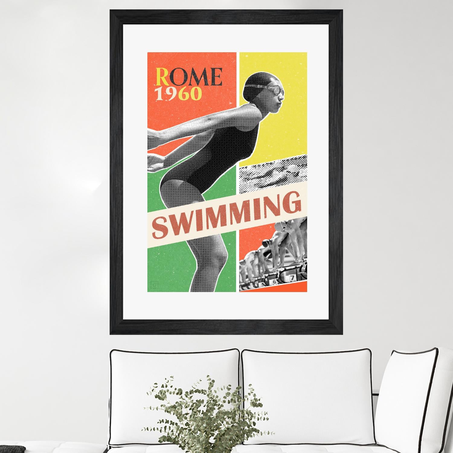 Rome Swimming 1960 by THE Studio on GIANT ART - red vintage
