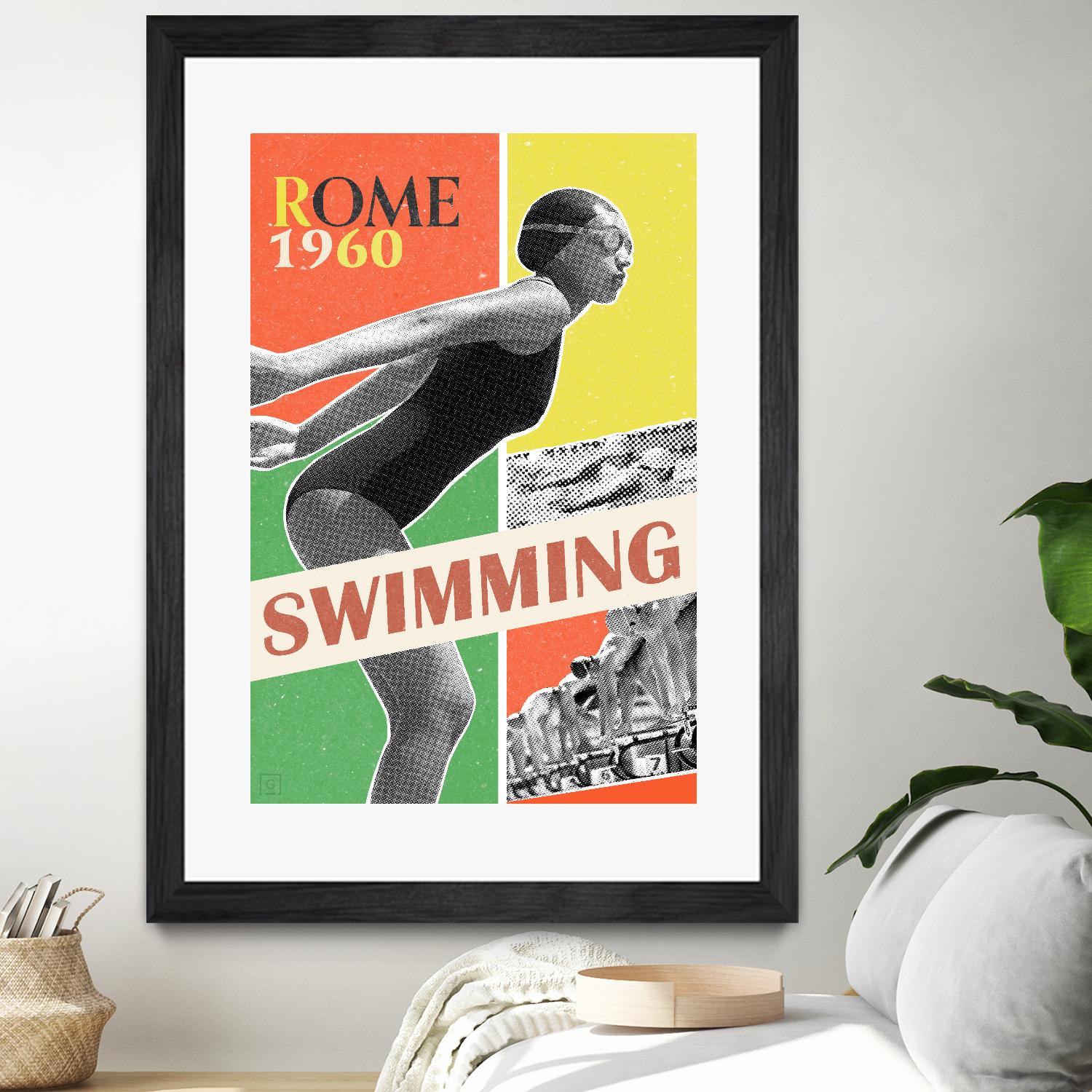 Rome Swimming 1960 by THE Studio on GIANT ART - red vintage