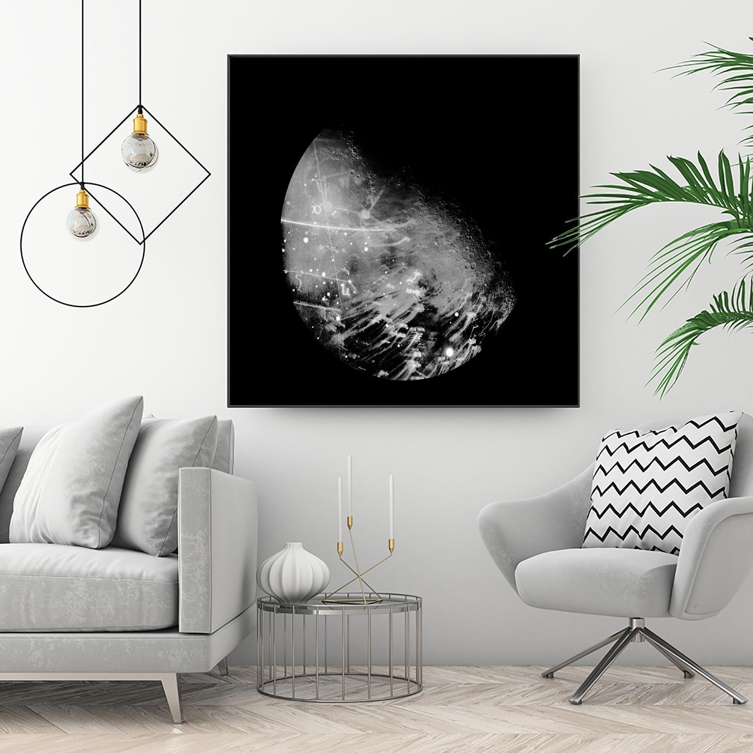 Abstract Moon Phase 2 by THE Studio on GIANT ART - white maps