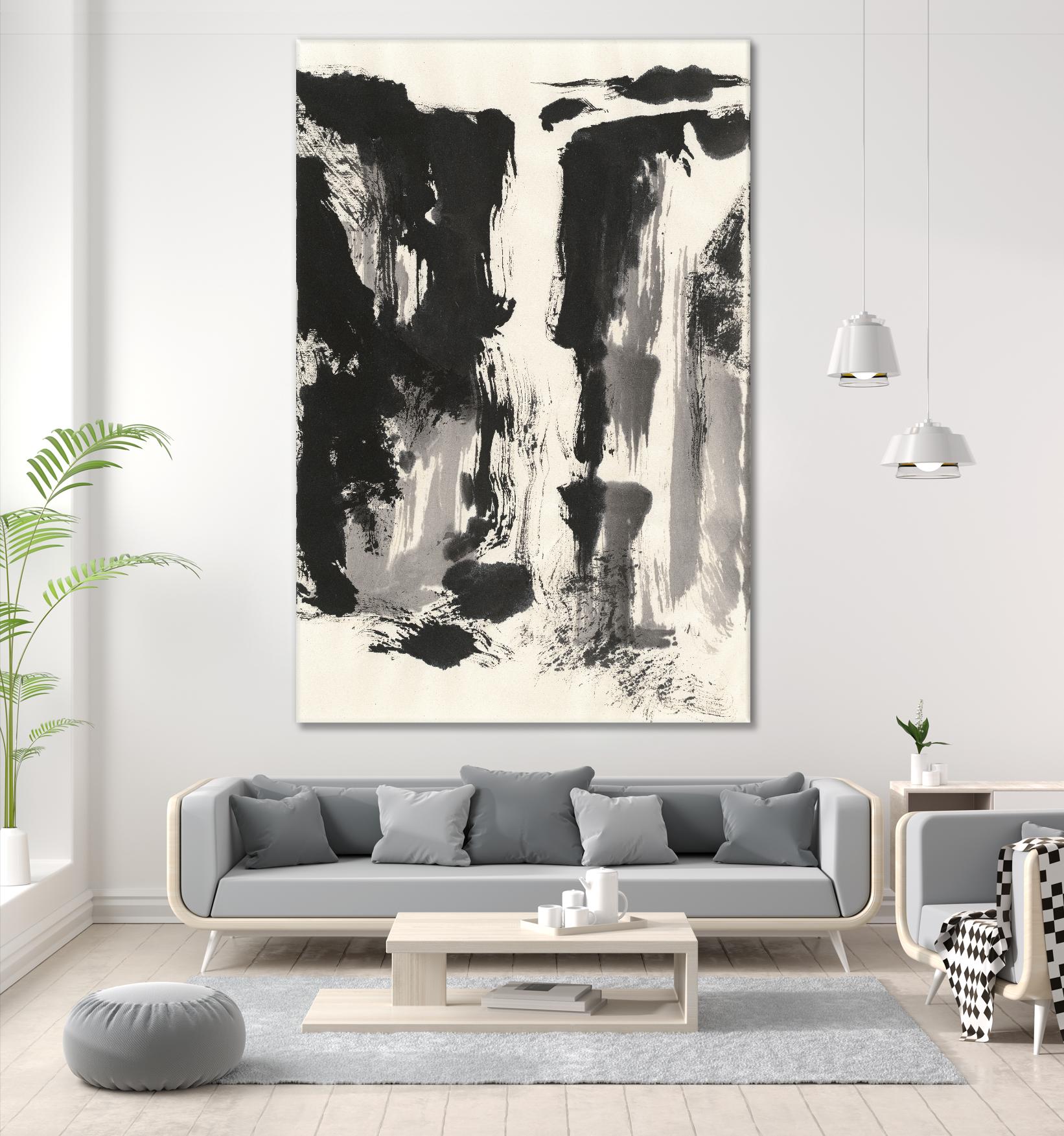 Sumi Waterfall View IV by Chris Paschke on GIANT ART - grey landscape