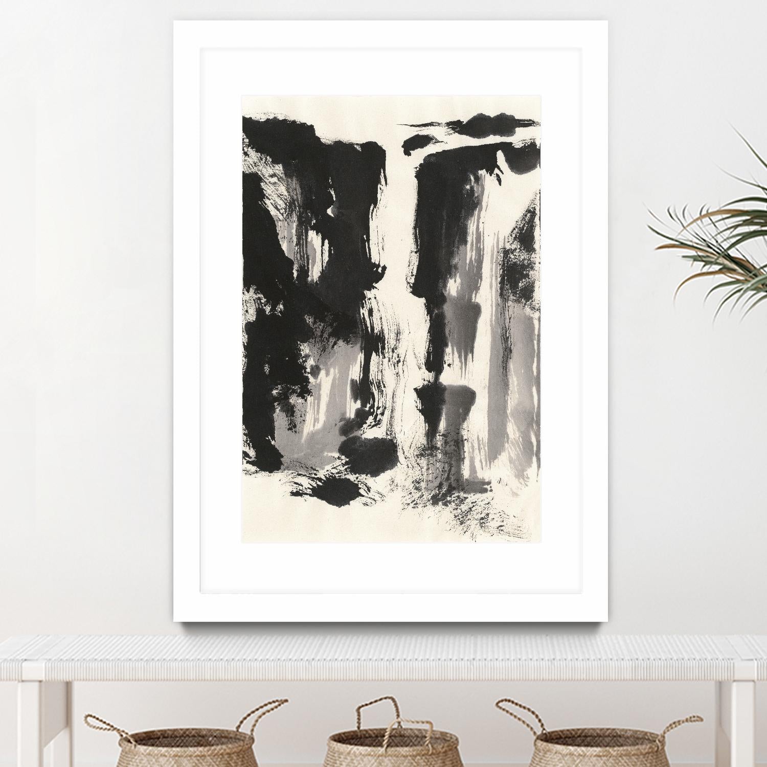 Sumi Waterfall View IV by Chris Paschke on GIANT ART - grey landscape