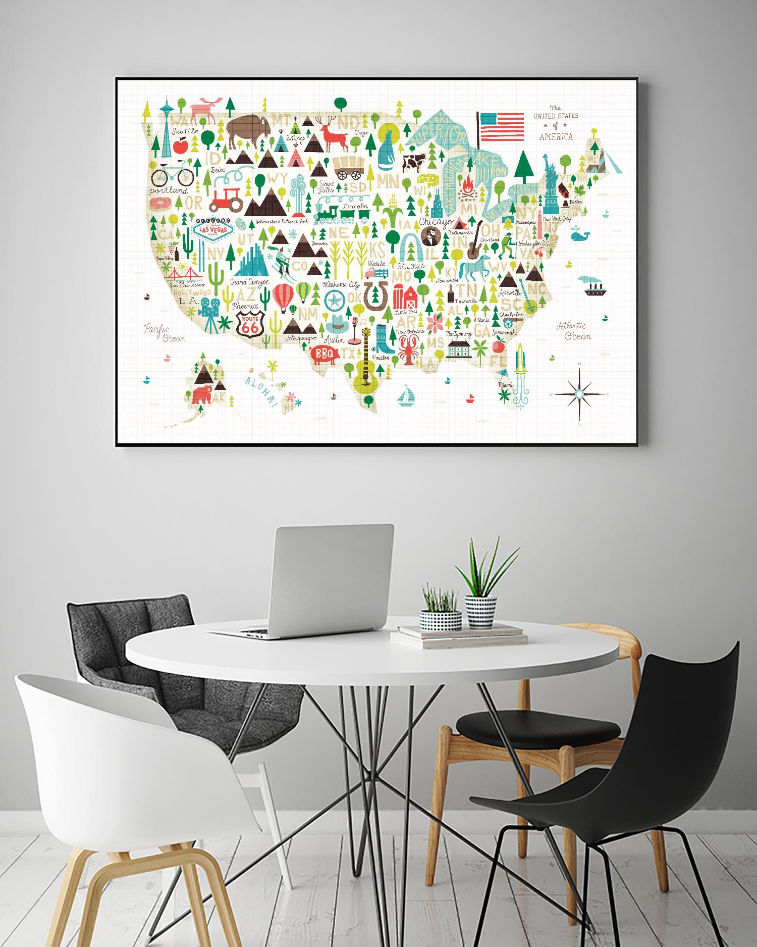 Illustrated USA by Michael Mullan on GIANT ART - green maps