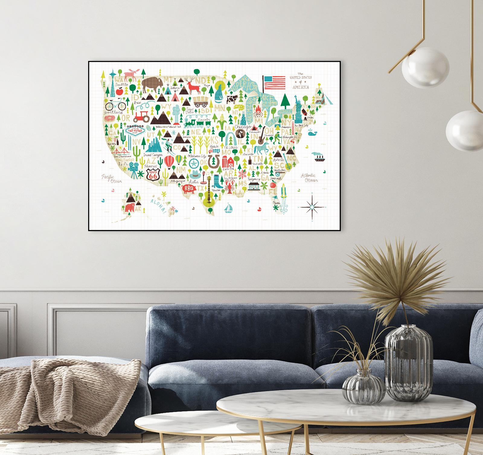 Illustrated USA by Michael Mullan on GIANT ART - green maps