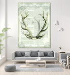 Regal Antlers on Newsprint I by Sue Schlabach on GIANT ART - brown country look